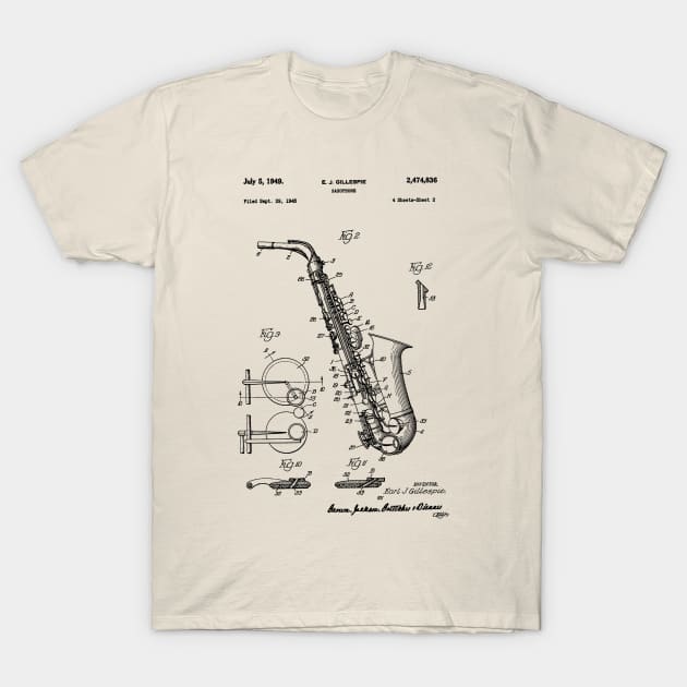 Saxophone Patent Drawing 1949 Saxophone T Shirt TeePublic
